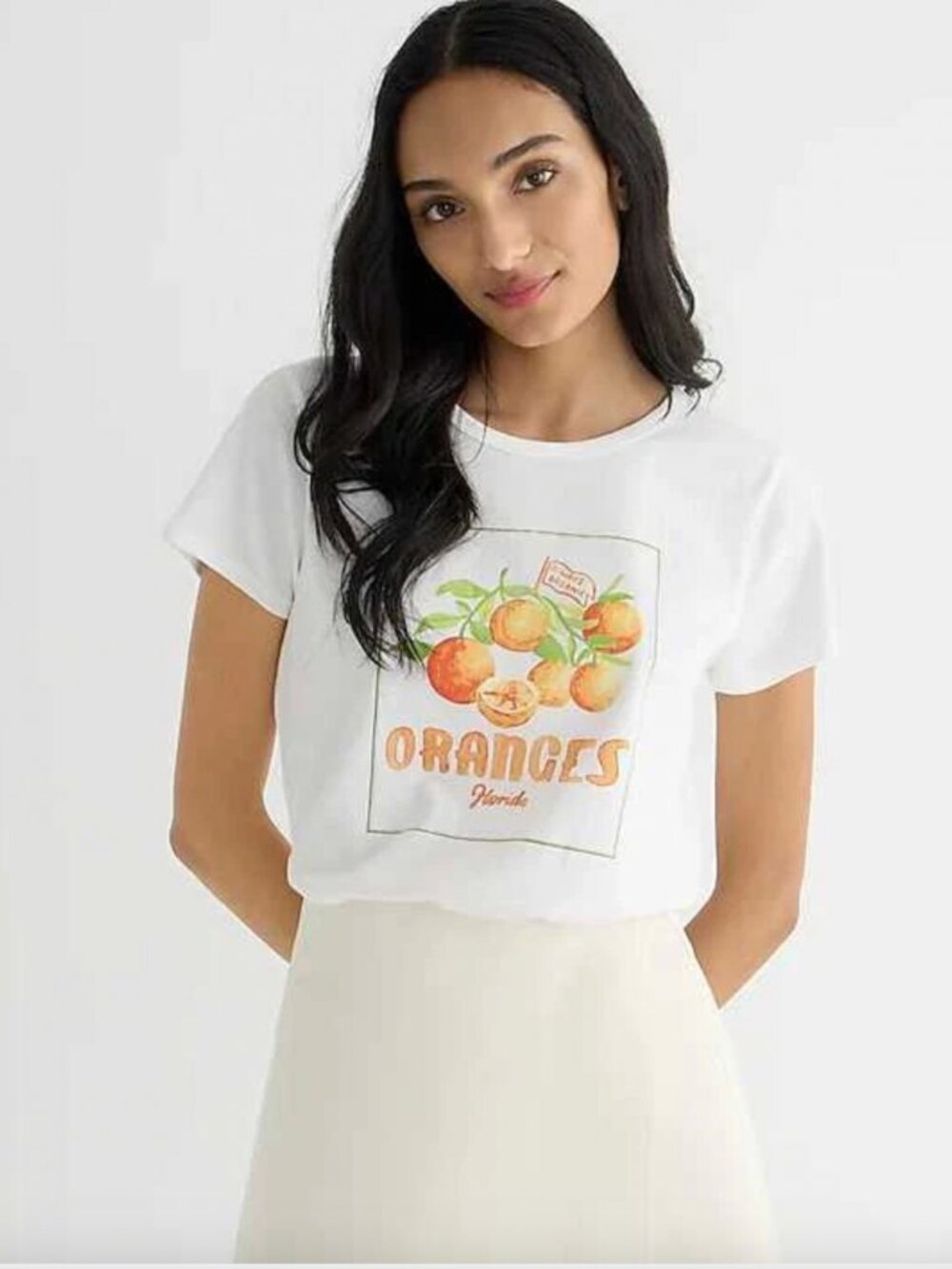 J Crew NWT XL Painted Florida "Always Organic" Oranges Graphic T-Shirt - Picture 2 of 6